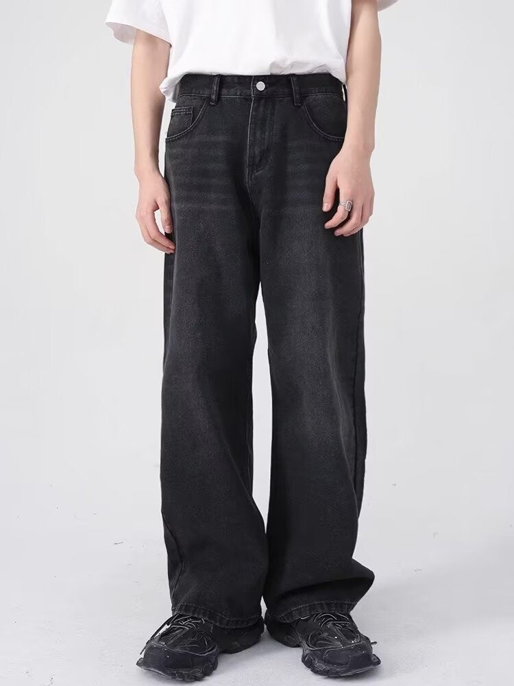 Gray Plus Size Loose Straight Pants