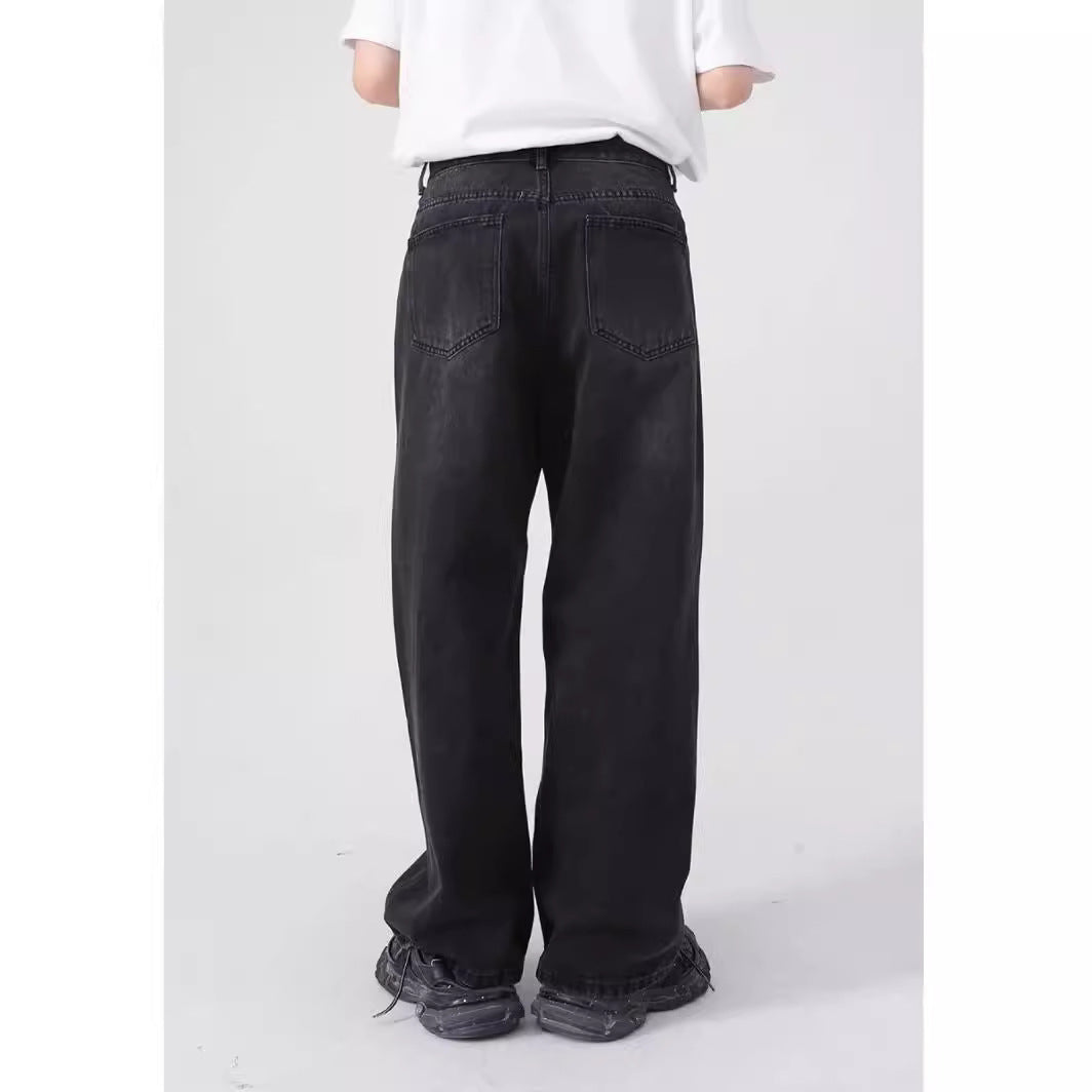 Gray Plus Size Loose Straight Pants