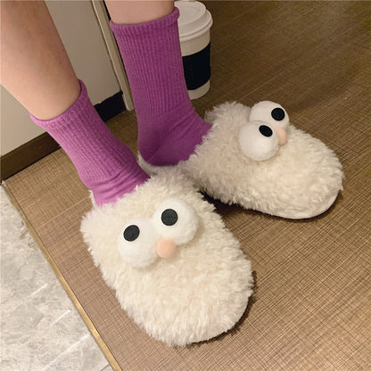 Korean Style Fashion Indoor Non-slip Student Plush Cotton Shoes Women