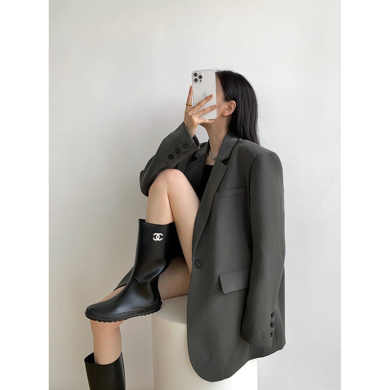 Fashion Design Women's Black Casual Small Suit Coat Women