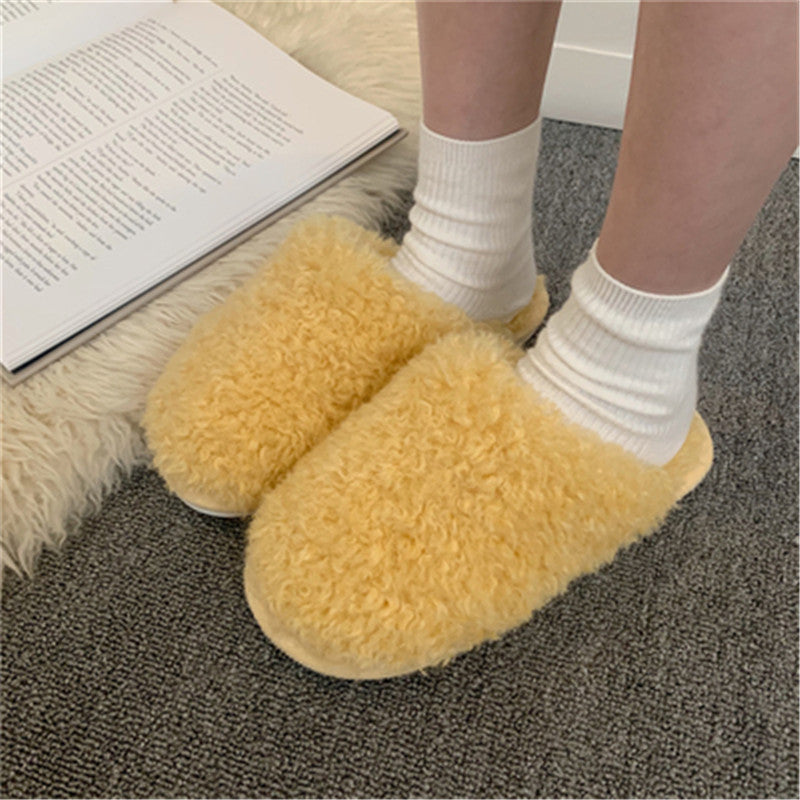 Korean Style Fashion Indoor Non-slip Student Plush Cotton Shoes Women